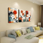 MHARTK66 Canvas Wall Art For Bedroom & Living Room - Boho & Vintage Flowers Wall Painting - Abstract Art - Ready To Hang - Framed Wall Pictures - 3 Panels