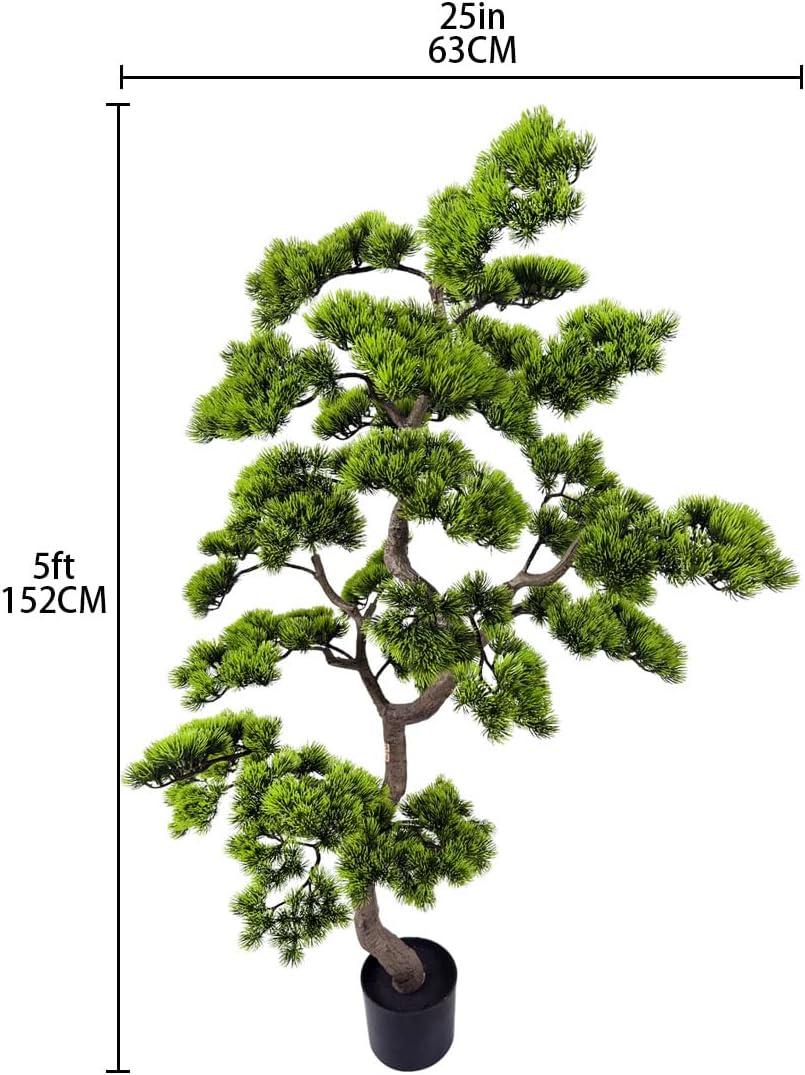 5ft Artificial Bonsai Tree - Large Faux Plants Indoor with Ceramic Pot, Realistic Fake Plants Decor for Home Office, Living Room, Farmhouse Zen Decor