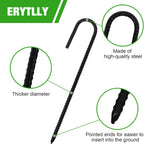 ERYTLLY 12In Rebar Stakes J Hook Heavy Duty Galvanized Metal Stakes for Ground Barrel Soil Tent Swing Set Anchors Fence Stakes Curved Steel Plant Support Garden Stakes with Hooks（12in 16pk）