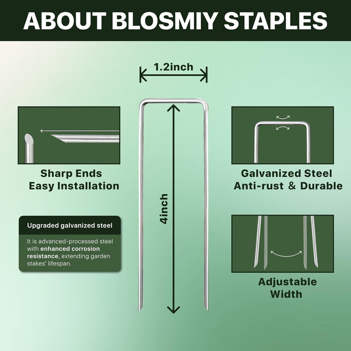 Landscape Staples 4 inch Stakes for Gardening 200 Pack Galvanized Garden Staples for drip Irrigation Landscape Fabric pins Updated Heavy-Duty Weed Barrier Fabric Lawn Outdoor Projects,Decorations