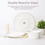 Herogo 24 Pieces Dinnerware Dishes Set for 8, Handmade Stoneware Dining Plates and Bowls Sets, Double Reactive Glaze, Microwave & Dishwasher Safe, Scratch Resistant, Pearl White