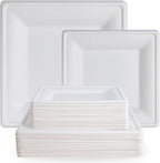 ECOLipak 120 Pack Compostable Paper Plates, 10 inch and 8 inch Heavy Duty Eco friendly Sugarcane Biodegradable Disposable Square Plates for Party Dinner Birthday