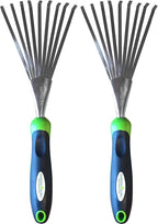 Garden Guru Stainless Steel Hand Rake Soil Tiller with Ergonomic Handle, Great for Gardening, Cultivating, Loosening Soil & Spreading Mulch (2 Pack)