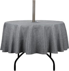 Outdoor Tablecloth Wrinkle-Free Stain Resistant Waterproof Polyester Fabric Table Cover with Zipper Umbrella Hole for Picnic/Party/Dinner/Patio Garden(70inch Round,Zippered,Grey)