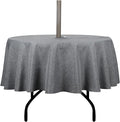 Outdoor Tablecloth Wrinkle-Free Stain Resistant Waterproof Polyester Fabric Table Cover with Zipper Umbrella Hole for Picnic/Party/Dinner/Patio Garden(60inch Round,Zippered,Grey)