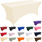 2-Pack 8ft Spandex Table Covers for Rectangle Folding Tables - Washable Elastic Tablecloth - Ultimate Fitted Table Protector for Birthday Parties, Trade Shows, Banquet
