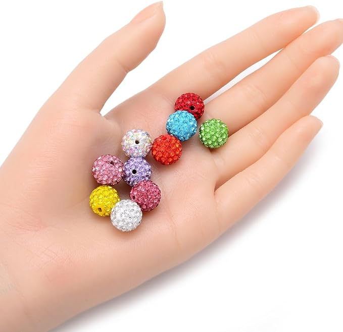 100pcs Adabele Grade A Suncatcher Crystal Rhinestone Pave Loose Beads 12mm Violet Purple Polymer Clay Disco Ball Spacers Compatible with Shamballa All Craft Jewelry Making DB12-4