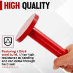 48 Inch Tamping and Digging Bar Steel Bars Post Hole Digger Tamping Bar (Red)