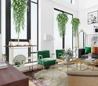 SJL 4pcs Fake Hanging Plants Realistic Artificial Outdoor Flowers Hanging Greenery Artificial Ivy Vine Leaves Faux Green Plastic Plants Greenery Flowers Green Leaf Decor for Wall Home (White)