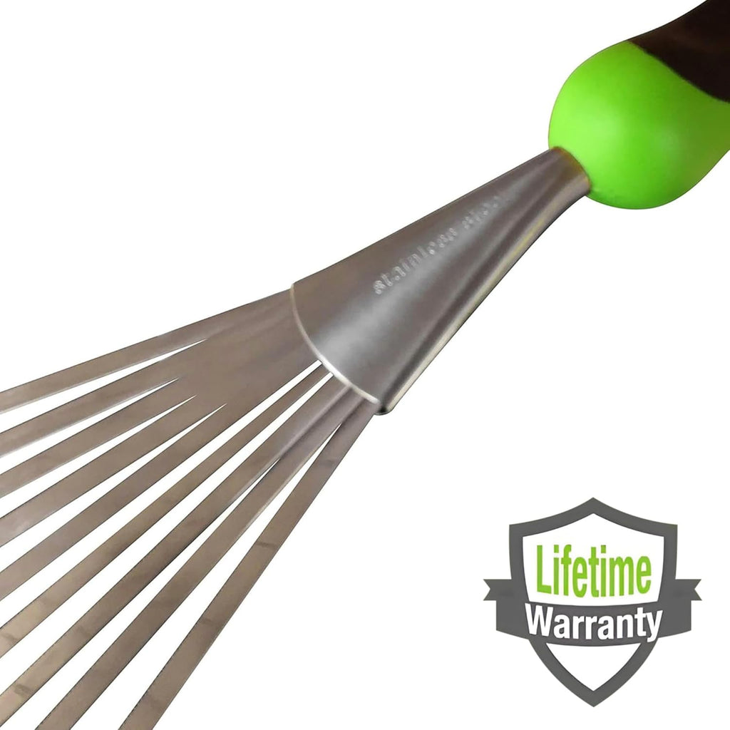 Garden Guru Stainless Steel Hand Rake Soil Tiller with Ergonomic Handle, Great for Gardening, Cultivating, Loosening Soil & Spreading Mulch, Raking Flower Beds