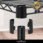 CAPHAUS NSF Adjustable Height Wire Shelving Unit w/Liner, 5-Tier Metal Steel Storage Shelf for Basement, Garage, Utility Organizer, No Wheels, Black
