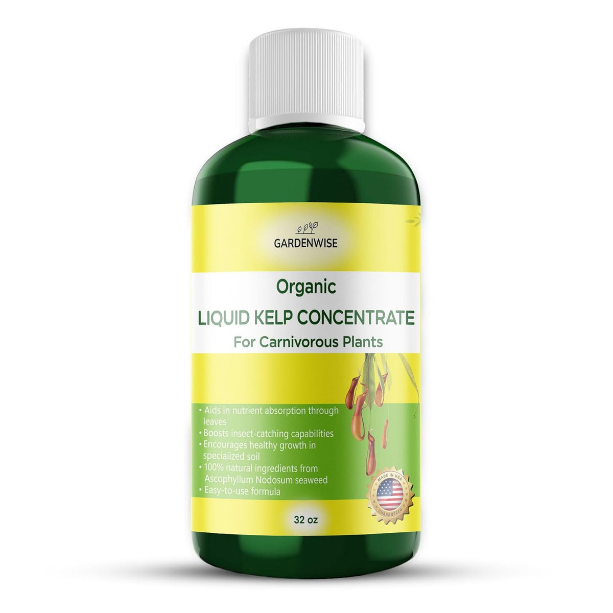 Organic Premium Kelp Seaweed Fertilizer: Indoor Plant Fertilizer & Carnivorous Plant Food for Venus Flytraps, Sundews, Drosera Capensis,Pitcher Plants,Butterworts & Other (32 OZ)