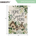 GEEORY Home Sweet Home Garden Flag 12x18 Inch, Hydrangea Eucalyptus Double Sided Spring Summer Decor, Farmhouse Rustic Outdoor Floral Flag Outside Yard Lawn Decoration