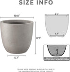 Kante 10 Inch Dia Round Concrete Planter, Indoor Outdoor Large Plant Pot with Drainage Hole and Rubber Plug for Home Patio Garden, Weathered Concrete