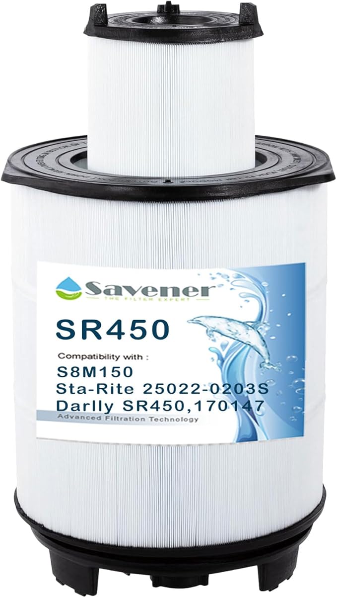 Savener® S8M150 System 3 Inner and Outer Cartridge, Replacement for Sta-Rite System 3 S8M150, 170147, 25022-0203s-25021-0202s, SR450 Swimming Pool Filter Cartridge, 450 Sq. Ft