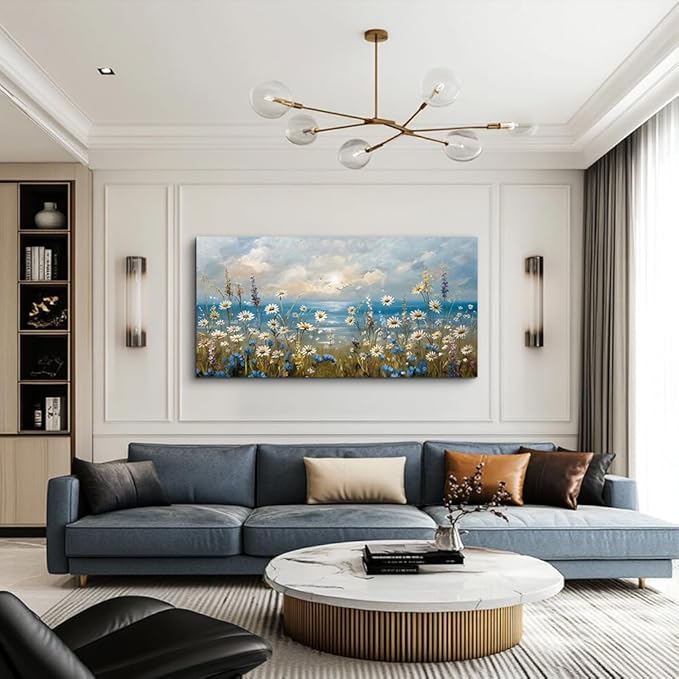 Canvas Wall Art for Living Room Wall Decor for Bedroom Office Modern Hotel Wall Decorations White Flower Landscape Paintings Farmhouse Pictures Artwork Room Aesthetic Home Decor 40x20