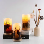 Homemory Christmas Flameless Candles Battery Operated with Rope, Deer, Bear, Moose, Remote Control and Timers, Rustic Country Home Farmhouse Cabin Decor Gifts, 3”x 6”