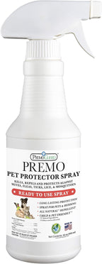 Premo Guard Pet Protector Spray - 16 oz - Kills Mites, Fleas, Ticks, & Mosquitoes - for Dogs, Cats, & Home - Natural Plant Based Oils for Control, Prevention & Treatment - Family Safe