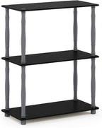 Furinno Turn-N-Tube 3-Tier Compact Multipurpose Shelf Display Rack with Classic Tube, Black/Grey