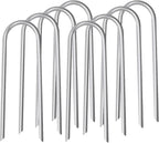 10inch Trampoline Stakes Heavy Duty Trampoline Parts Wind Stakes U Type 8pcs Ground Anchors High Wind Galvanized Steel Stakes for Trampoline Camping Tent Garden (Silver)