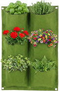 WFIST Vertical Hanging Planter Bag, Breathable Felt Wall Garden Planter with Metal Grommets, Indoor/Outdoor Space-Saving Herb & Flower Growing Pouch (6-Pocket)