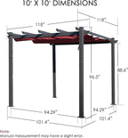 Kozyard Morgan Outdoor Retractable Pergola with Sun Shade Canopy Patio Aluminum Pergola Shelter for Backyard Deck Garden Modern Metal Grill Gazebo (10' x 10', Burgundy)