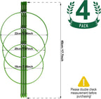 LEOBRO 4 PCS Plant Support Cages, Tomato Cages, Metal Garden Plant Support Ring, Plant Trellis, Plant Stakes for Tomato, Climbing Plant, Flower, Seedlings, 17.7" High, 7.1"/7.87"/8.66" Inner Diameter