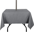Outdoor Tablecloth Wrinkle-Free Stain Resistant Waterproof Polyester Fabric Table Cover with Zipper Umbrella Hole for Picnic/Party/Dinner/Patio Garden(60×60inch Square,Zippered,Grey)