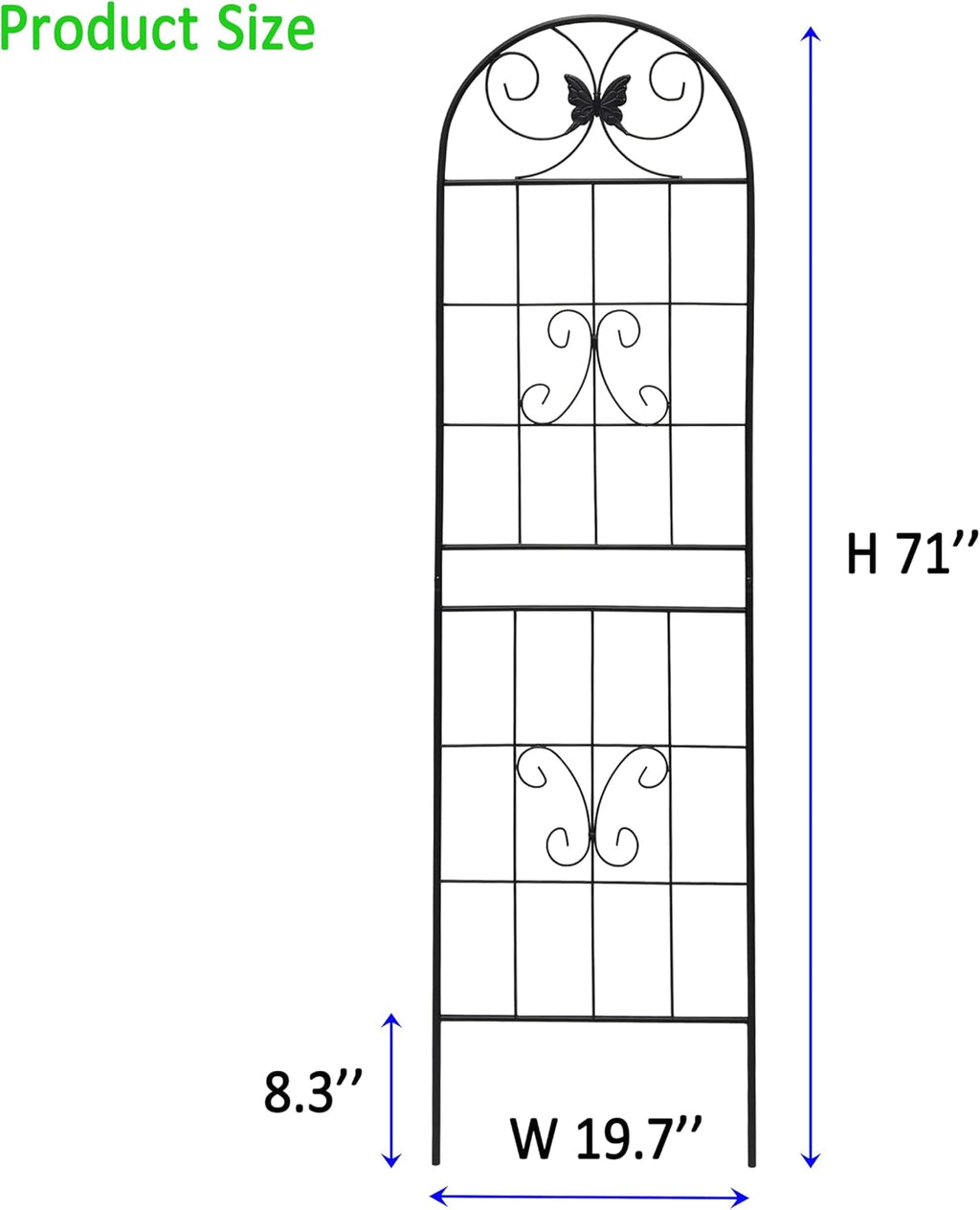 2 Pack Garden Trellises with Black Metal Coating, Trellis for Climbing Plants Outdoor, Roses, Vegetables, Vines, Cucumbers-19.7×71 inches.