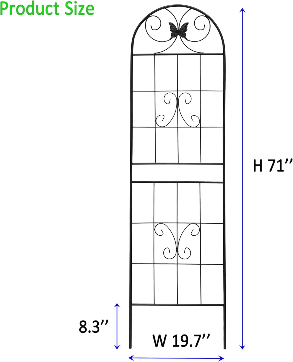 2 Pack Garden Trellises with Black Metal Coating, Trellis for Climbing Plants Outdoor, Roses, Vegetables, Vines, Cucumbers-19.7×71 inches.