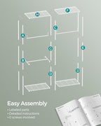 SONGMICS Clothes Rack, Freestanding Wardrobe Closet, Metal Clothing Racks, Heavy-Duty Garment Rack with Adjustable Shelves, Hanging Rods, Dividable, 15.8 x 47.2 x 70.9 Inches, Cloud White ULGR423W01
