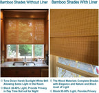 LETAU Cordless Wood Window Roller Shades, Bamboo Light Filtering Window Blinds for Outdoor Garden, Patio, Porch, Arbor, Pattern 11