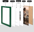 KINLINK 8x10 Picture Frame Green, Solid Wood Frames with Acrylic Plexiglass for Pictures 4x6/5x7 with Mat or 8x10 without Mat, Tabletop and Wall Display Photo Frame, Set of 4