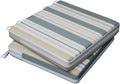 AAAAAcessories Outdoor Seat Cushions for Chairs, Waterproof, Fade-Resistant, 18" x 18" x 2", Patio Furniture Replacement Cushions, Set of 2, Slate Gray Blue Coastal Stripe
