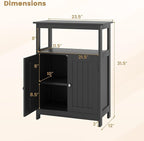 Tangkula Bathroom Storage Cabinet, Freestanding Floor Organizer with 2 Doors & 1 Adjustable Shelf, Modern Home Bathroom Furniture for Living Room Entryway Kitchen (Cabinet, Black)