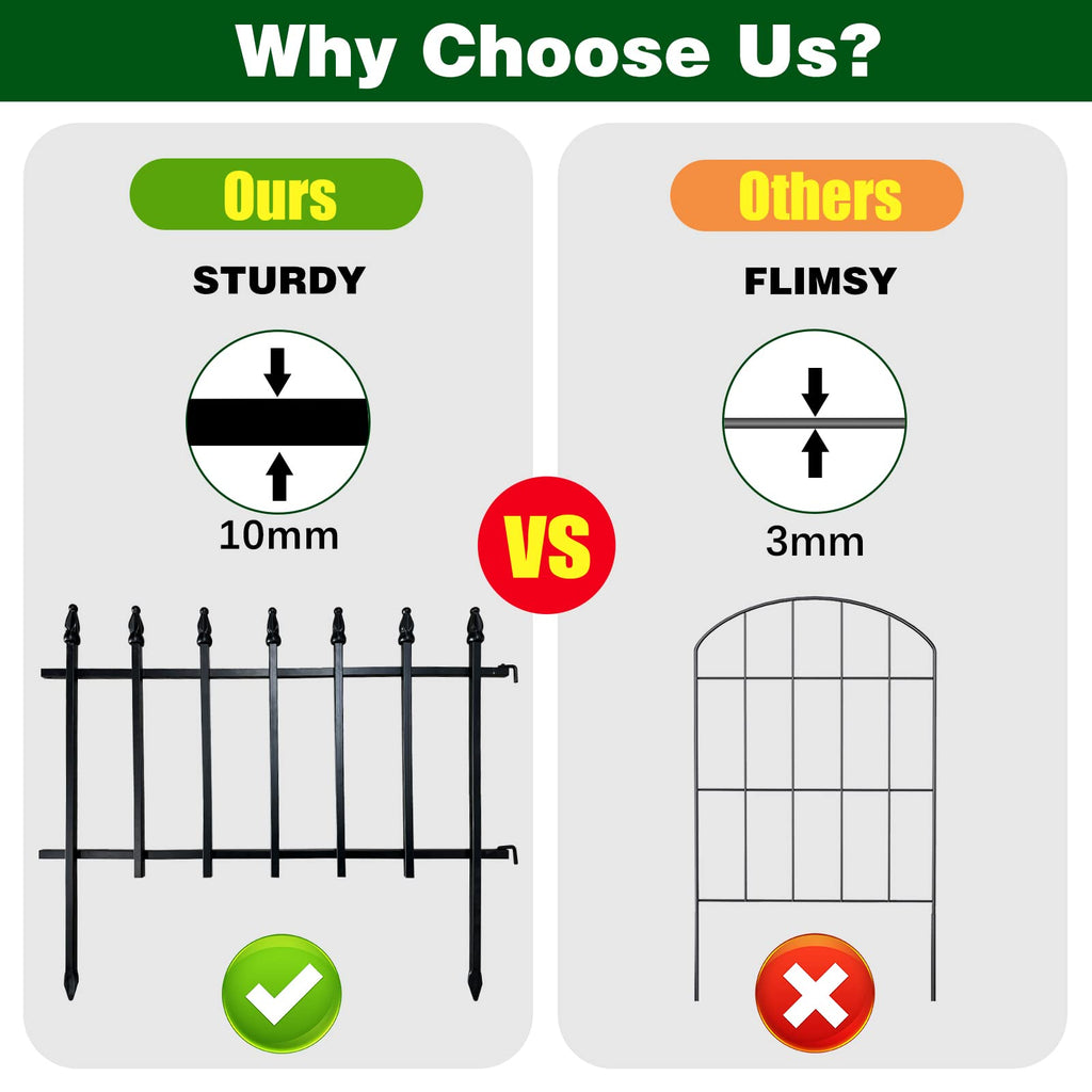 Thealyn 18"H x 22"W Decorative Metal Garden Border Fence, 5 Panels, 9.17Ft
