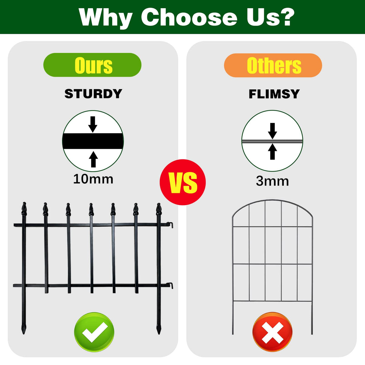 Thealyn 18"H x 22"W Decorative Metal Garden Border Fence, 5 Panels, 9.17Ft