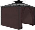 Gazebo Privacy Curtains 10' x 10' with Zipper 4-Panels Side Wall Universal Replacement for Patio, Outdoor Canopy, Garden and Backyard Coffee Brown(Curtain Only)