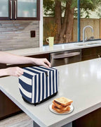 Toaster Cover 2 Slice Navy Blue Stripes Toaster Oven Cover with Pockets Blue Vertical Striped Dustproof Bakeware Protector Small Kitchen Appliance Dust Covers and Fingerprint Protection for Women