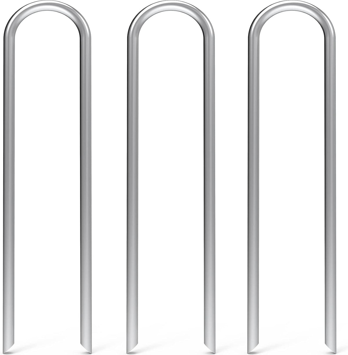 MySit 50 Pack 12 Inch Garden Stakes Heavy Duty 11 Gauge Galvanized Yard Staples U Pegs Fences Drip Irrigation Securing Stakes 1/2-Inch to 1-5/8-Inch Loop Stake for Anchoring Lawn Drippers Soaker Hose