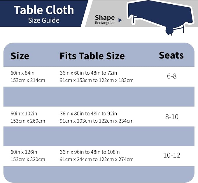 Navy Blue 6 Pack Polyester Table Cloth 60 x 102 Inch, Rectangle Tablecloths for 6 Foot Tables Washable Table Cloth for Party Wedding