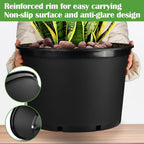 10 Gallon Plastic Nursery Pots, 16 Inch Round Plant Pots with Drainage Holes, 5 Pack Large Garden Flower Pots for Outdoor Indoor Plants, Gardening Gifts for Women, Black