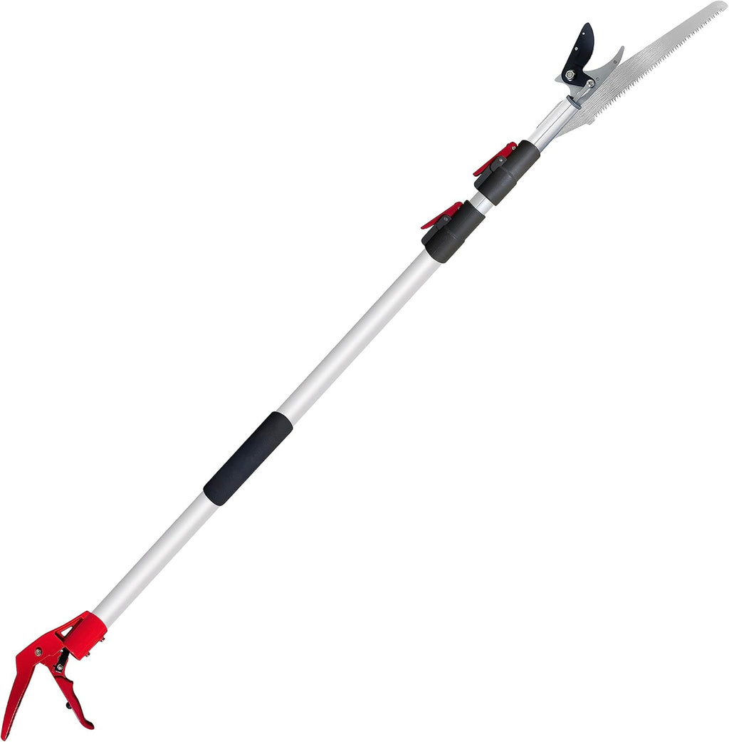 Telescopic Tree Trimmer 4.5-10 FT with 3 Section Length Adjustable, Cut and Hold Pruner, Pole Saw Extendable, Long Handle Fruit Picker, Branch Cutter, Clippers, Loppers