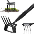 Stirrup Hoe, Heavy Duty Hula Hoe with 32-62" Adjustable Long Handle, 2 in 1 Action Hoe with Cultivator Rake, Scuffle Hoe, Hula Hoe Garden Tool for Weeding Grass, Loosening Soil, Sharp Blade, Black