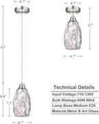 Mini Pendant Lights Kitchen Island Brown Ripple Glass Lamp Shade Hand Blown Glass Pendant Light with Brush Nickel Finish Adjustable Cord for Kitchen Over Sink Hallway,Dining Room,Stairs Way