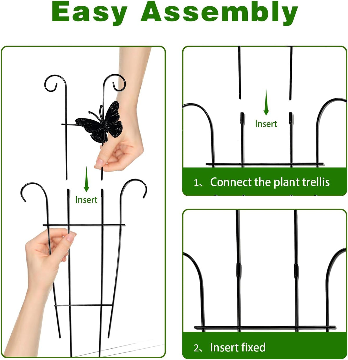 23 Inch Plant Trellis for Potted Plants, Sturdy Metal Houseplant Trellis for Climbing Plants Indoor Outdoor, Rust-Resistant Plant Support for Monstera Pothos Ivy, 2 Pack