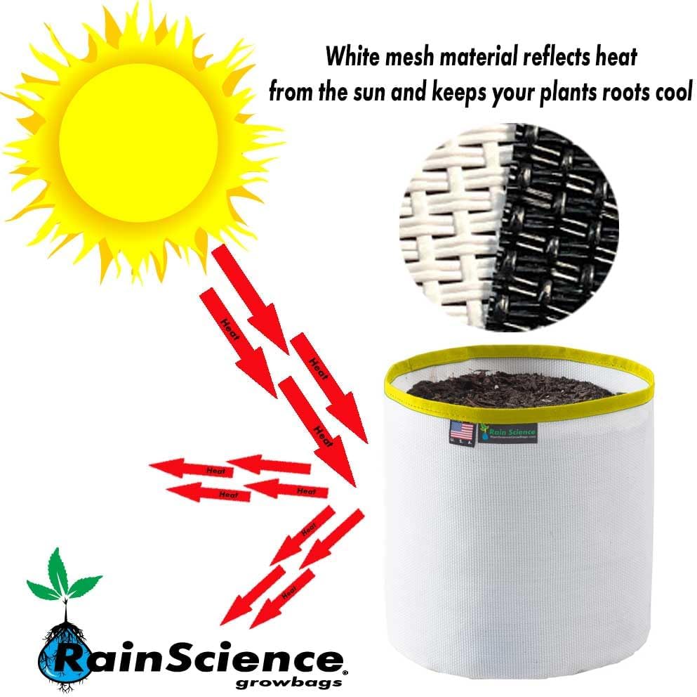 Grow Bag 1 Gallon, Planting Pots - Colorful Plant Grow Bags Pots Gardening Vegetable - Air Pruning Mesh Fabric Plant Container - (White/Yellow)