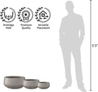 Kante 12.5" Dia Round Concrete Bonsai Planters, Outdoor Indoor Garden Plant Pot with Drainage Hole for Home, Patio, Garden, Weathered Concrete