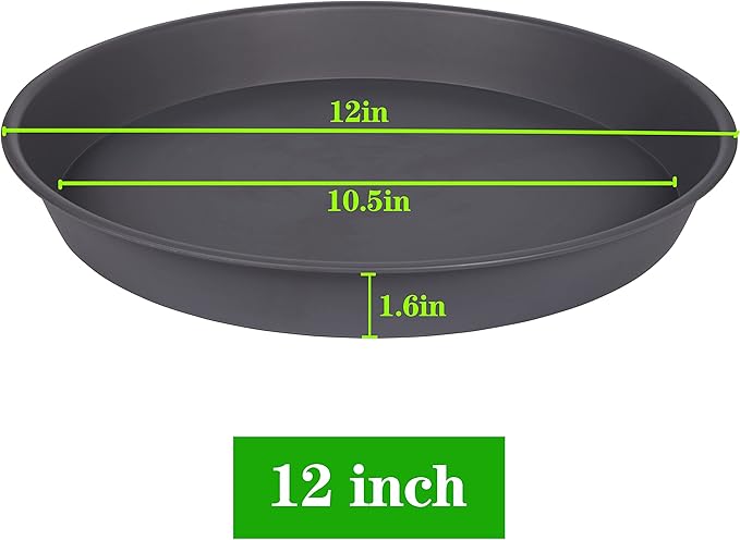 6 Pack of 12 inch Plant Saucer Gray, Heavy Duty Plastic Plant Saucer 12 inch Round, Durable Plant Tray for Pots, Flower Saucers for Indoors, Plant Trays for Planter 11"/12" (12", Cement Gray)