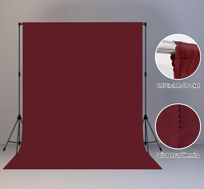 8x10FT Burgundy Wine Red Screen Backdrop for Photography Photo Booth Recording Parties Curtain